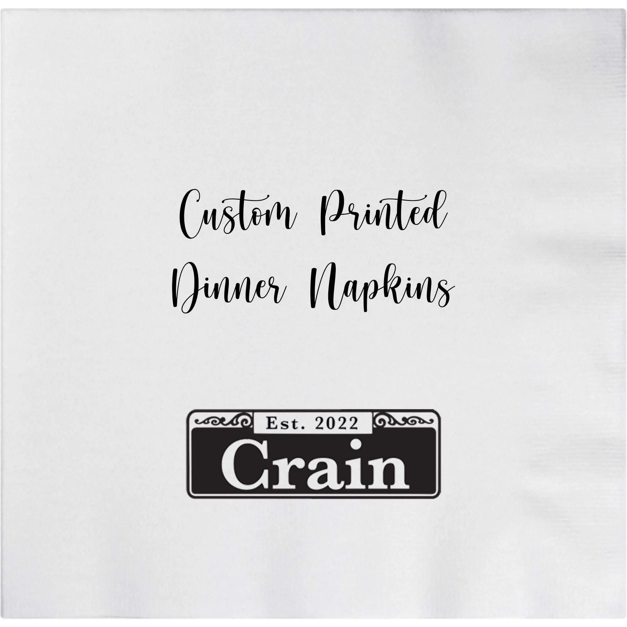 Custom Printed Linen Like Dinner Napkins Personalized for Wedding, Rehearsal Dinners, Corporate Events and Birthdays