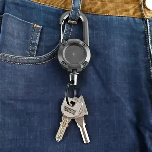 Retractable Keychain with Carabiner Clip – Heavy Duty 23.6" Steel Cord Badge Reel for Keys, ID Cards, Multitool, 8oz ABS Case