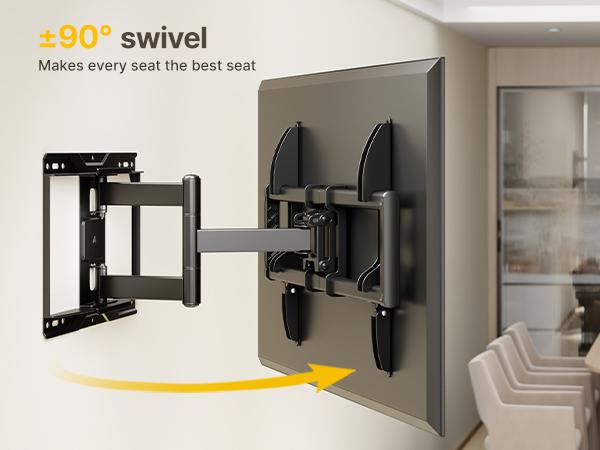 Ultra Slim TV Wall Mount for 37-95 Inch TVs | 1.1" Thin Low Profile Full Motion Bracket | Dual Swivel Articulating Arms with Tilt | Max VESA 600x400mm | Holds 132lbs | Fits 16"/18" Studs