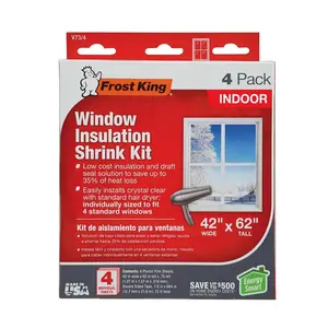 Indoor Window Insulation Kit 4 Per Pack For Cold Air Prevention & Heat Retention 62" L x 42" W
