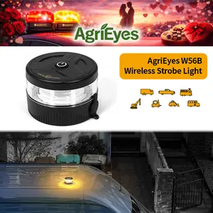 AgriEyes W56B Wireless Beacon Light USB-C LED Rechargeable Strobe Light with Magnetic Base IP67 Waterproof 32 LEDs 12-Hour Continuous Use Emergency High Lumens