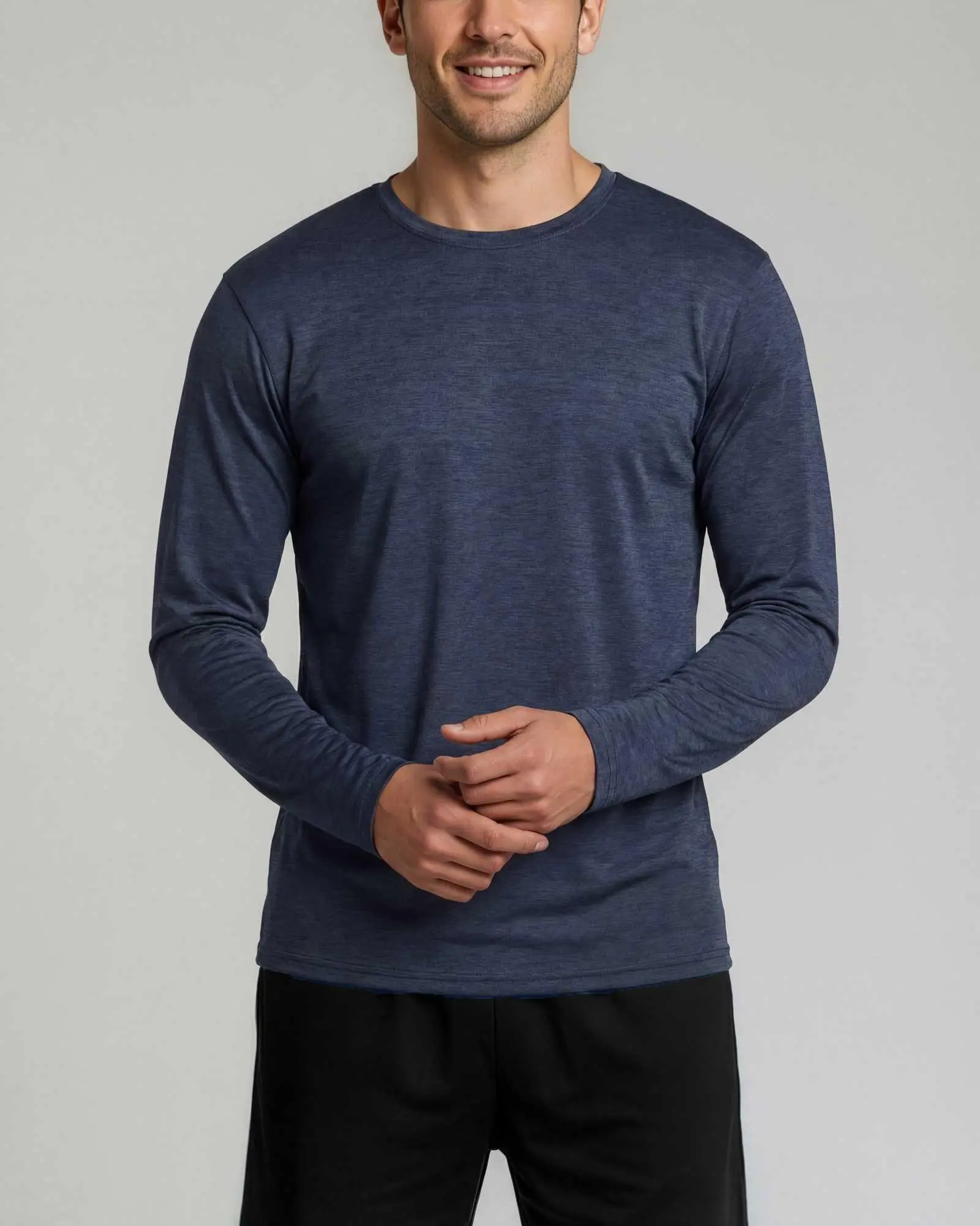 Real Essentials 4 Pack: Mens Long Sleeve Dry Fit T Shirts Hiking Fishing Workout Gym Work Sun UPF 50 Wicking Running Tee