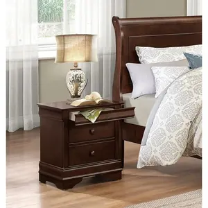 Louis Philippe Style 1pc Nightstand of Drawers Brown Cherry Finish Okume Veneer Bedroom Furniture