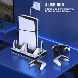 BEBONCOOL S5000 PS5 Slim Vertical Stand | Dual USB Fast Charge & Cooling Fan - Anti-Overheat for 3A High-Load Gaming beboncool