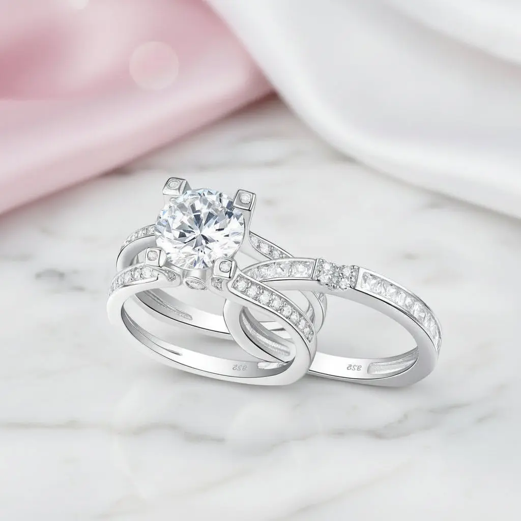 2.0 Ct Round Diamond Option Wedding Insert Ring Set