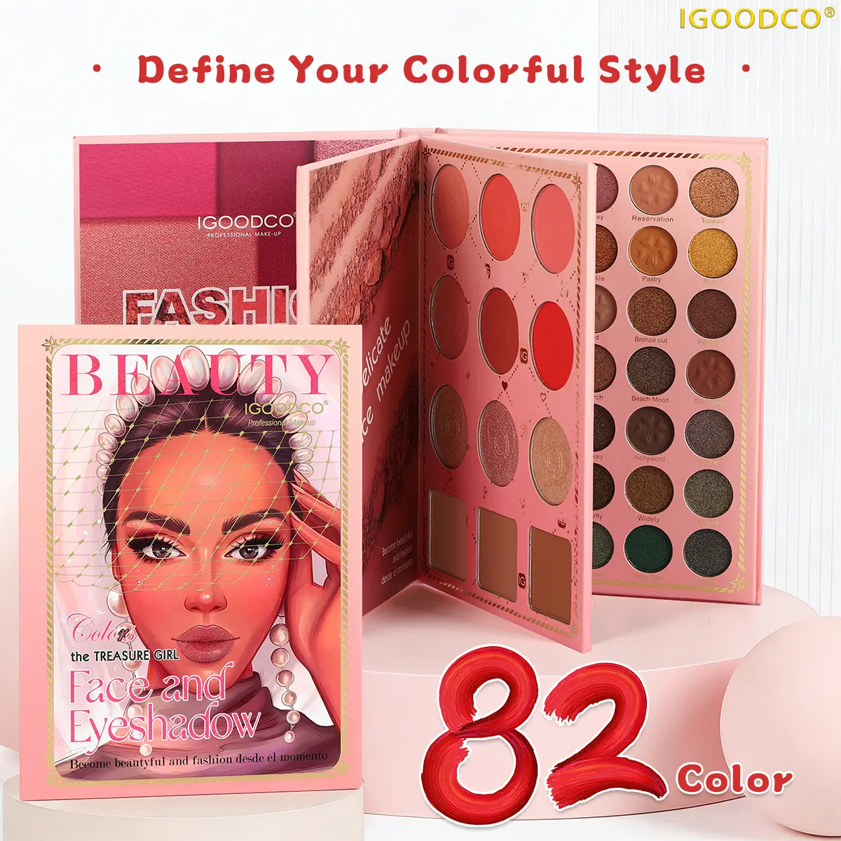 Igoodco 82-Color Compact Multi-Color Eyeshadow Set - 3-Layer Shiny & Matte Sequined Pigment, Gold Shimmer Glitter Makeup for Stage Use, Eye Makeup Product,summerwins