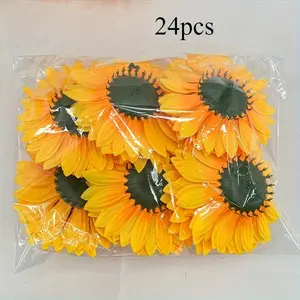 A Set of 24 Artificial Sunflower Heads, Each with a Diameter of 4.3inch, Perfect for Decorating Christmas Trees, Wreaths, Birthdays, And Family Gatherings.