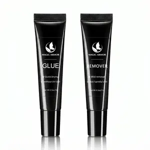 Nail glue with glue remover kit, super strong nail glue 15g for acrylic nails press on nails, 15g glue to remove false nails, strong glue remover, nail polish manicure