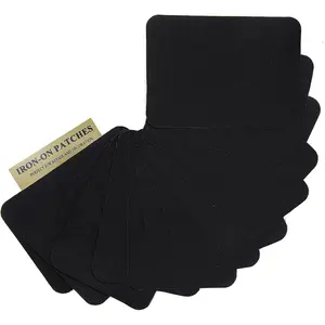 12 count Fabric Iron on Patches Inside & Outside  Glue  Cotton Repair Patch for Clothes Pants Mending and Decorating, Black