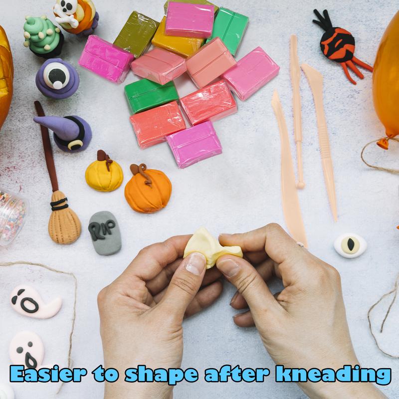Tomorotec 100PCS Polymer Clay Value Pack in Bulk Small Blocks Starter Kit with Tools for Sculpting - DIY Clay for Kids air dry  clay