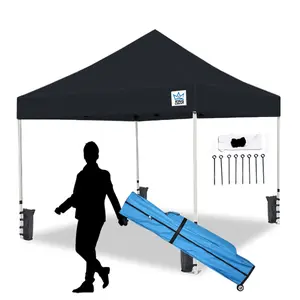 King Canopy ARSTW10BK-B1 10 x 10 ft. Ares Commerical Instant Pop Up Canopy with Weight Bags, Guy Ropes & Stakes, Black