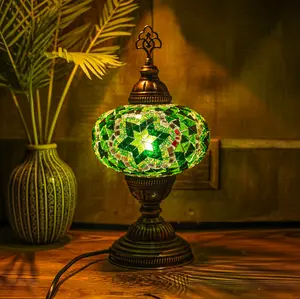 MOZAIST Turkish Mosaic Table Lamp with Bulb Included Green Color Mosaic Design for Table Use