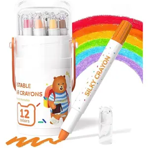 12 Color Twist Crayons for Toddlers 1-3 and Kids 4-8, Non-Toxic Washable Crayons 2-4, Ultra-Silky Easy-Grip Art Supplies, Ideal Coloring Gift for Boys and Girls
