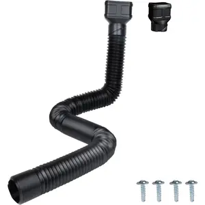 7ft Long Gutter Downspout Extensions, 3.1" OD Downspout Extender Drainage Pipe for 2"*3" Downspout and 3"*4" Downspout, Flexible Pipe Stretched Length 7ft, Black,1-Pack