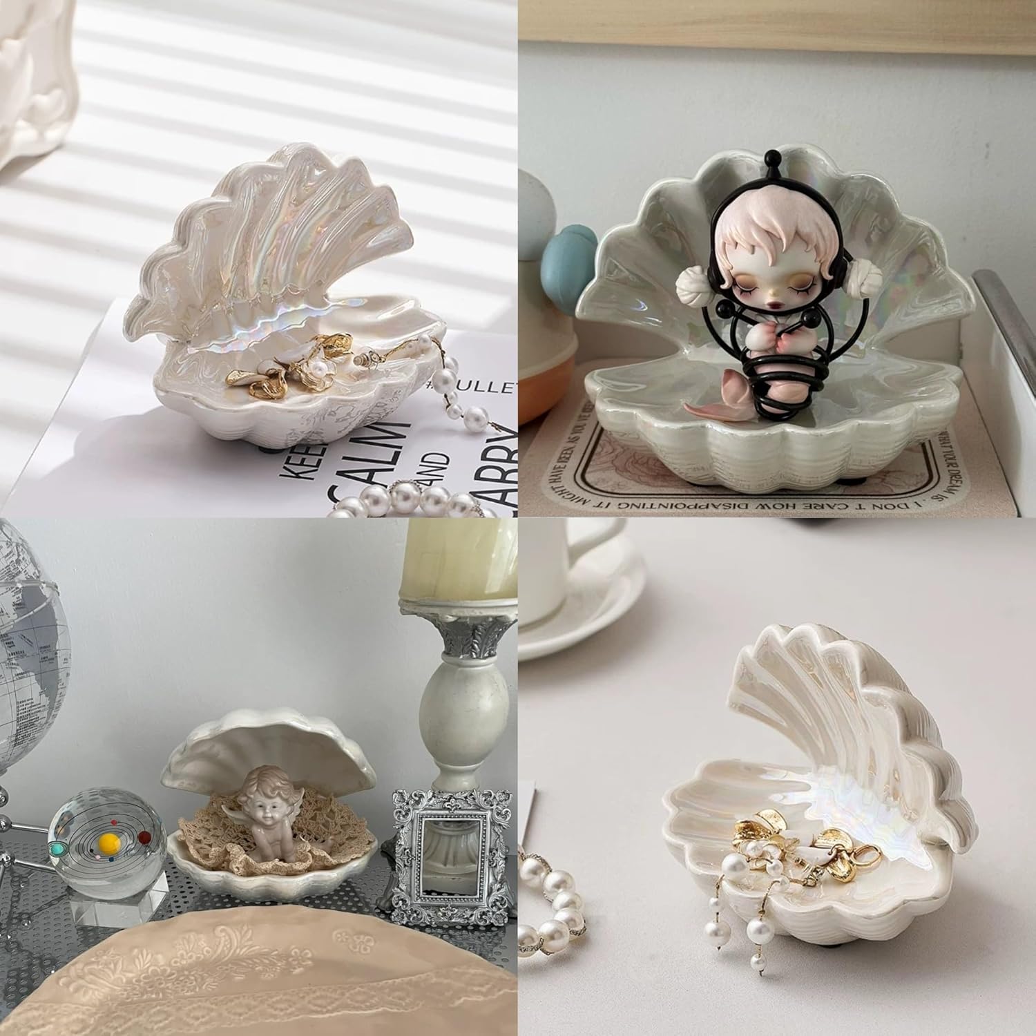 【DealsForYouDays】Pink Minimalist Shell  Jewelry Tray ，Ceramic Jewelry Tray, Ring Holder, Small Decorative Dish, Storage Organizer, Home Decoration, Bathroom & Kitchen Accessory, Ceramic Trinket Tray ，Mini Engagement Ring Holder， Perfect Gift for Mom & BFF