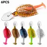 6PCS Bladed Jig Artificial Fishing Lures Set, 12g (0.42 oz/10cm) Vibrating Swim Jigs with Silicone Skirts & Soft Plastic Trailers for Bass Fishing