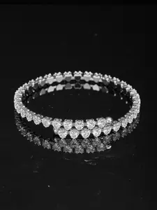 S925 Sterling Silver Heart Shaped Zirconia Decorated Bracelet, Fashionable Jewelry for Women & Girls, Trendy All-match & Exquisite Jewelry for Birthday Gift, Elegant Jewelry Bracelet