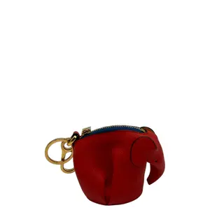 Pre-owned Loewe Leather Bag Accessories ELEPHANT CHARM COIN CASE ORANGE