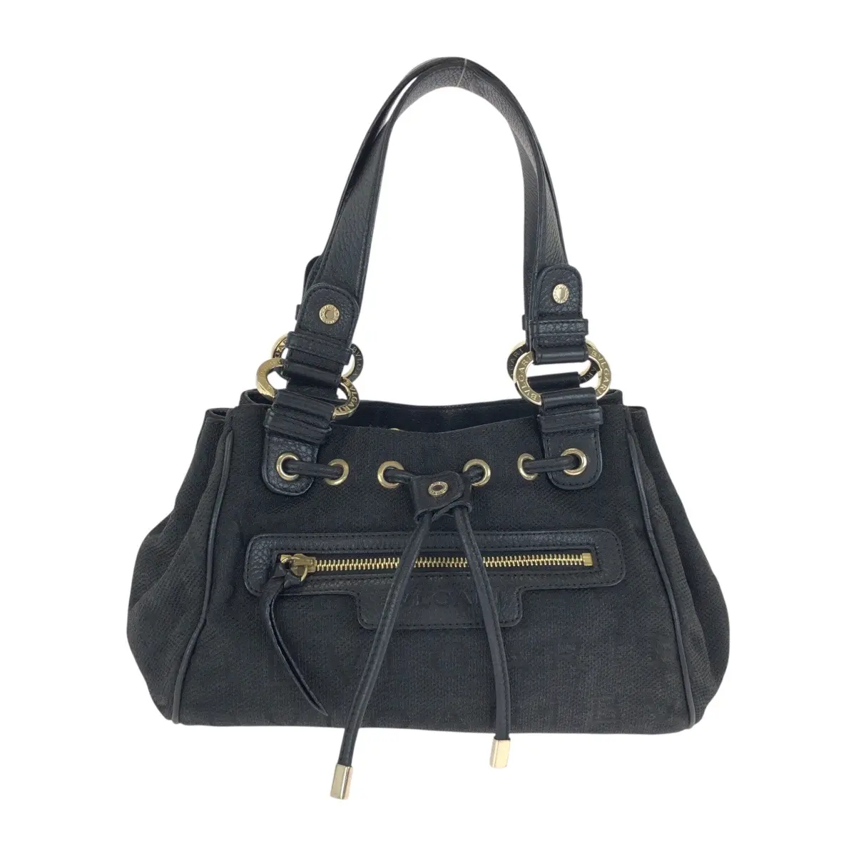 Pre-owned Bvlgari Canvas Shoulder Bags Logo Mania Leather Handbag