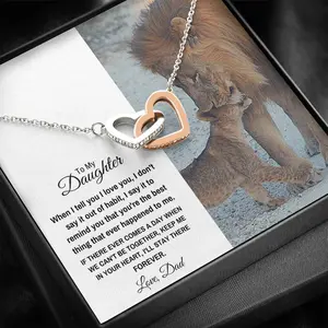 TO MY DAUGHTER "STAY THERE FOREVER" INTERLOCKING HEARTS NECKLACE GIFT SET