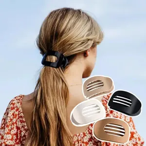 Solid color hair clips, 4-piece set of oval acrylic hair clips for women, traceless, suitable for daily wear