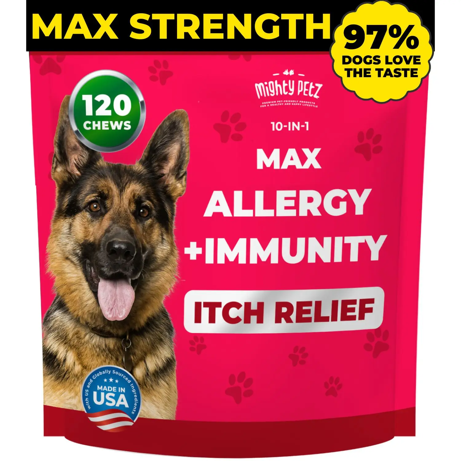 MAX Allergy + Immunity Chews for Dogs - Seasonal Allergy Support & Itch Relief - Healthy Skin, Coat, Immune System & Digestion