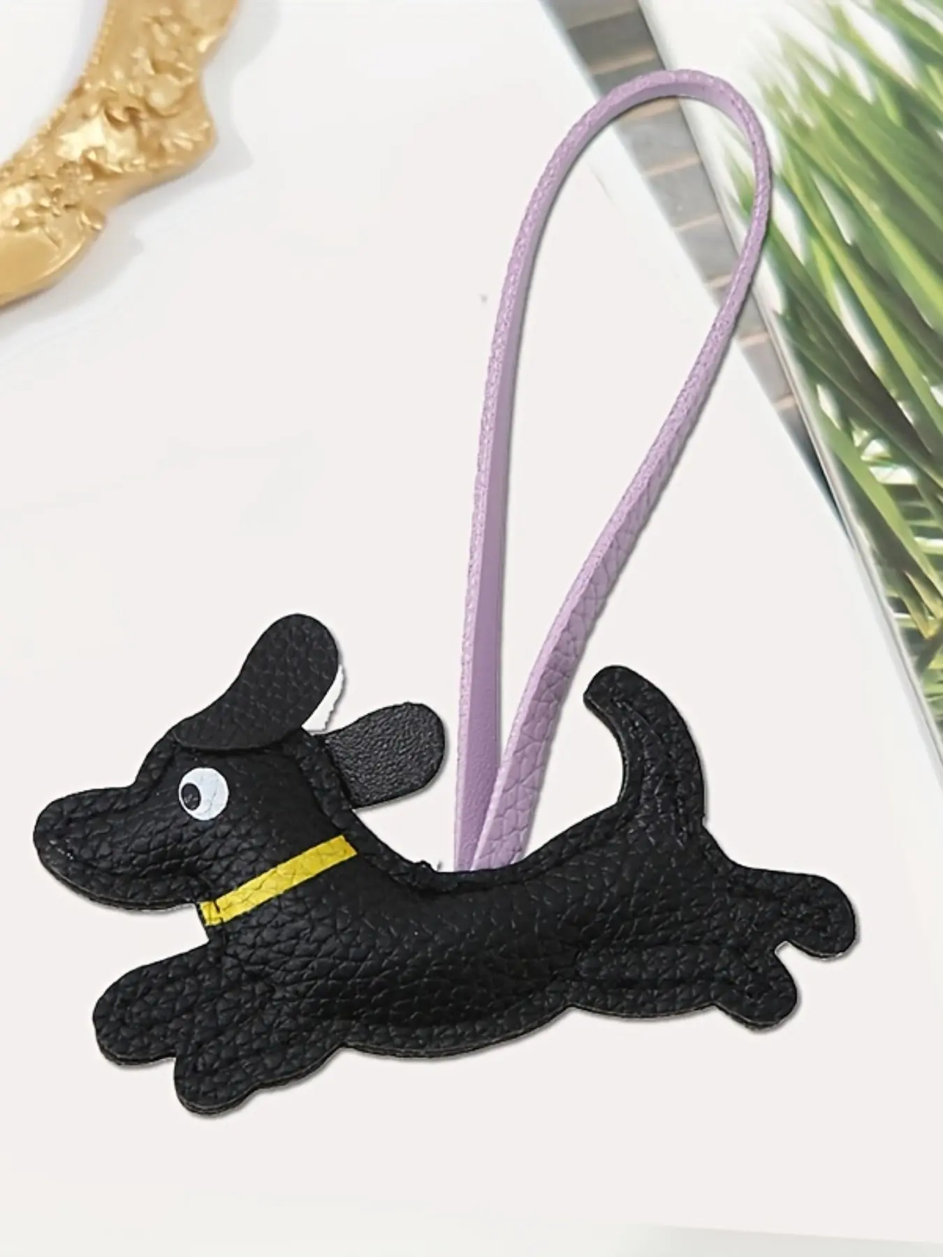 Pug Dog Bag Charm PU Leather, Cute Cartoon Keychain with Long Strap, Stylish Pet Gift, Easy Attachment to Bags, Belts, Keychains