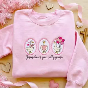 Jesus Loves You Silly Goose Embroidered Sweatshirt, Christian Goose Crewneck, Cute Religious Gift, Faith Based Apparel, Silly Goose Shirt