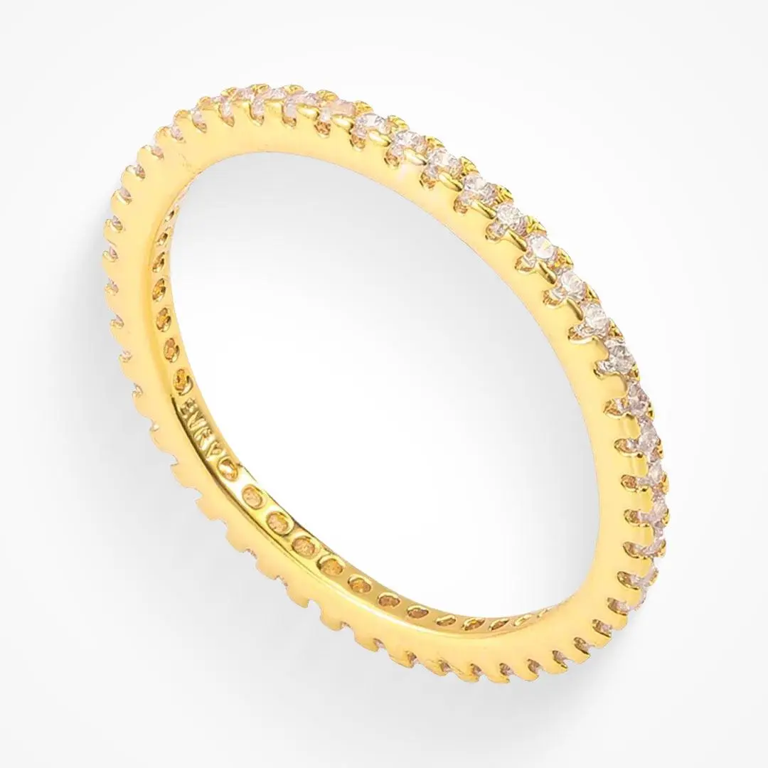 EVRY JEWELS Gold or Silver Plated Women's Eternity Pinky Ring