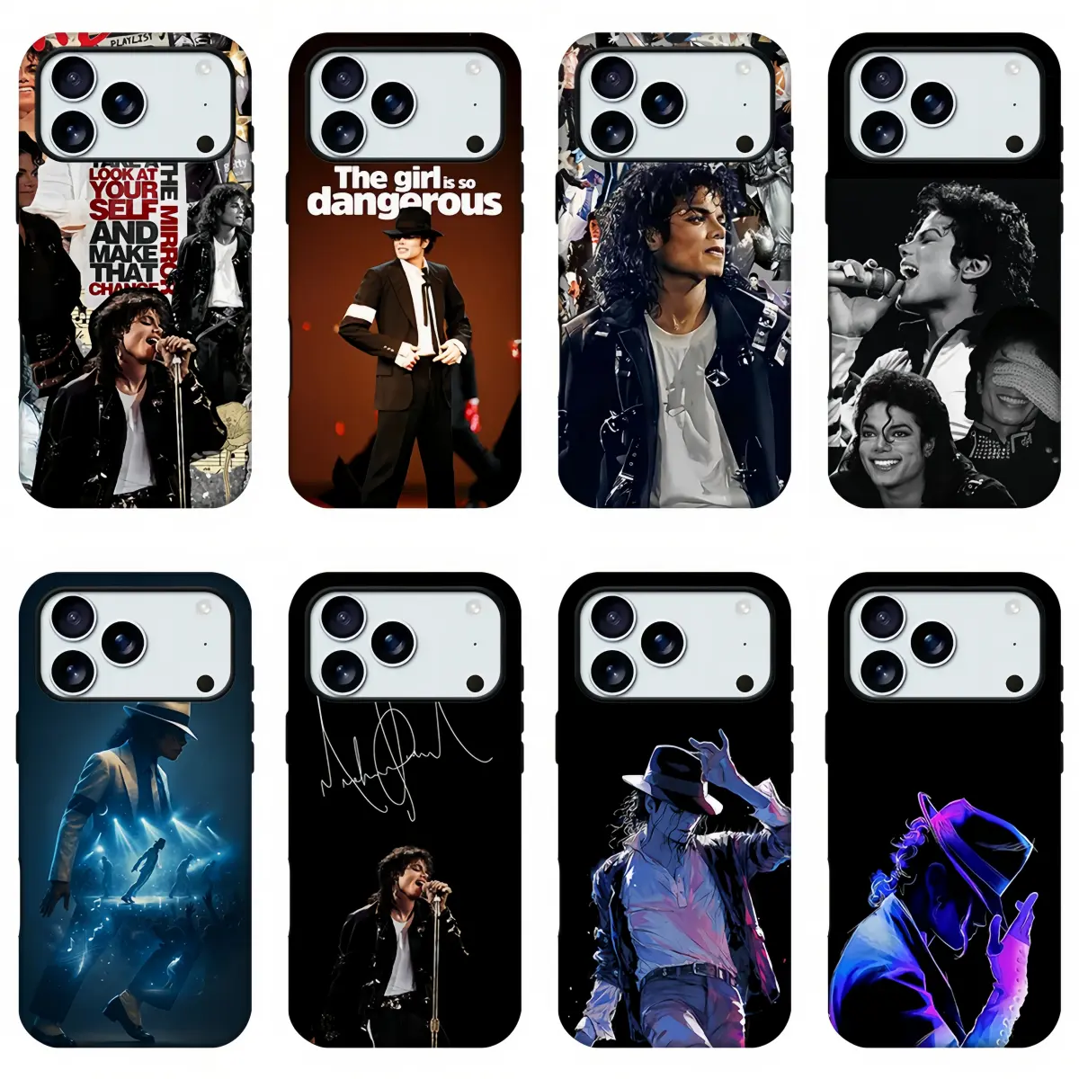 Michael Jackson Print Smartphone Case - King of Pop Stage Portrait Full Print Shockproof Retro Vintage Music Legend Trendy Black Shell, Cellphone Accessories for iPhone 11-17 Pro Max & Samsung S24-S26, Stylish Wireless Devices Gift for Him/Her