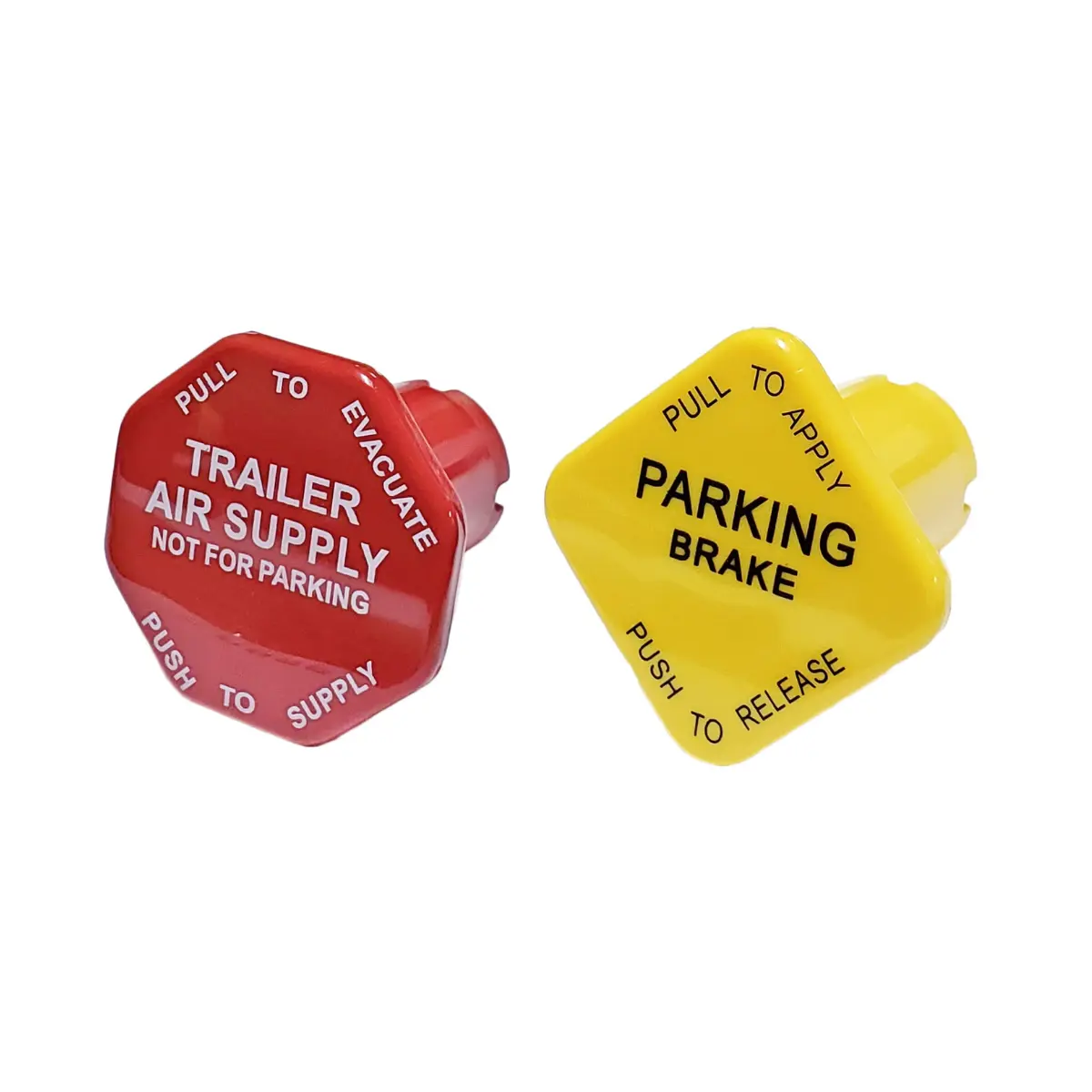 Torque Parking Brake & Air Supply Knobs Set, Yellow Parking Brake Knob and Red Trailer Air Supply Knob for MV-3 Push-Pull Dash Valve | Replaces Bendix 298817, 298818 (TR298817 + TR298818)