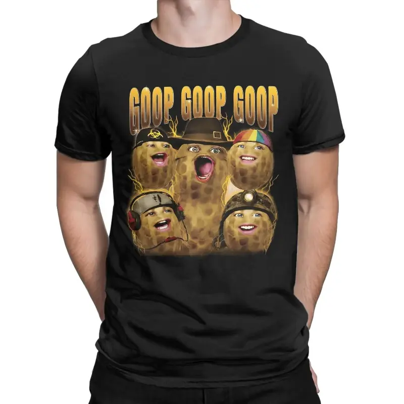 Men's GOOP Peanut Meme Graphic Tee - 90s Vintage Bootleg Print, Retro Soft Cotton Streetwear, Relaxed Fit Round Neck, Vibe Flannel-Cargo Inspired Tops, Relaxed Cut, Retro Vibes