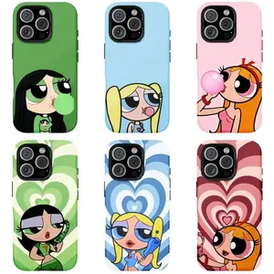 Powerpuff Girls Vibrant Cartoon Tough Phone Case Compatible For iPhone 17 16 15 14 13 12 11 Pro,ProMax ,Plus , Anti Drop Cover.