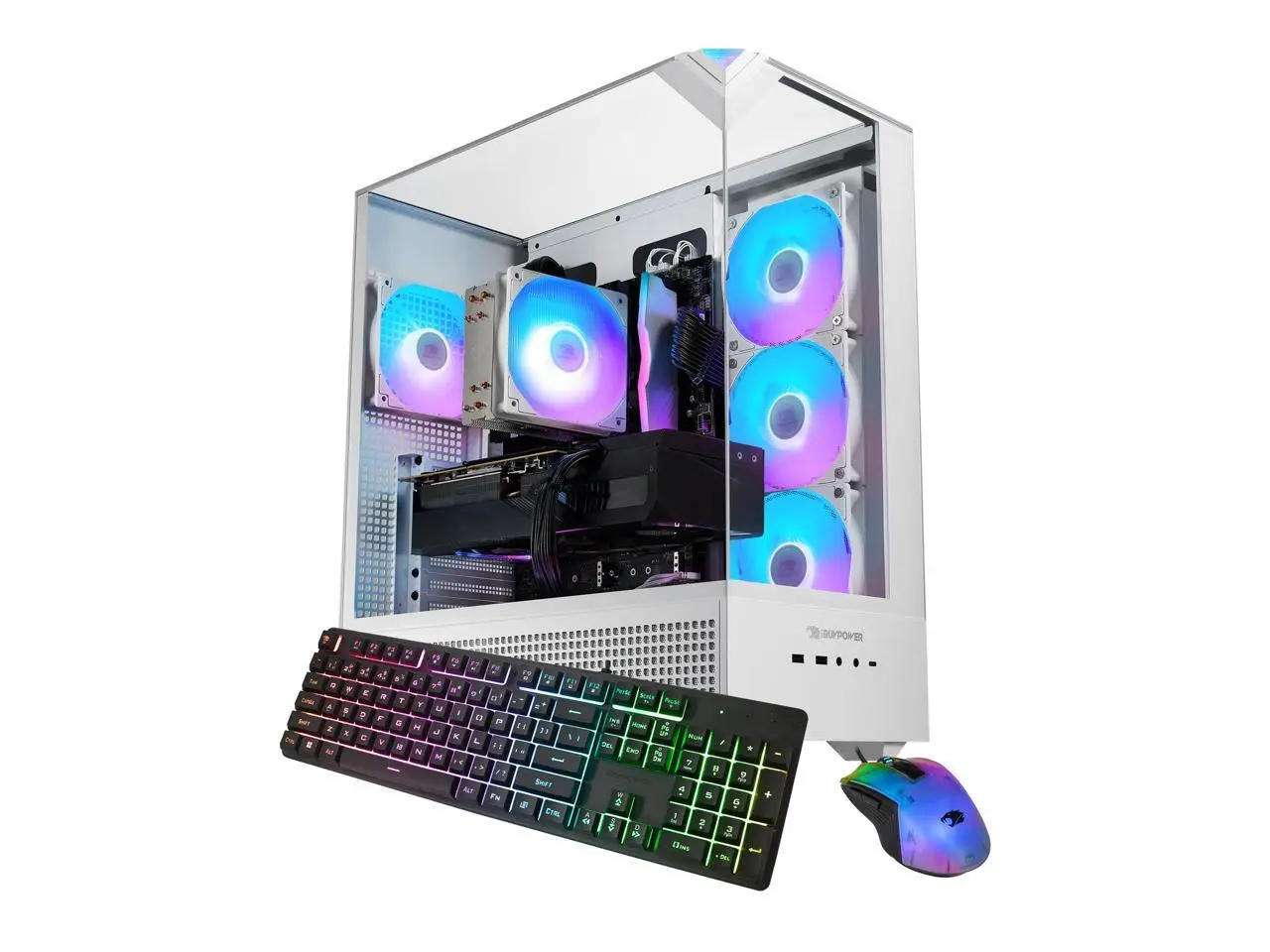 iBUYPOWER Element Gaming PC Desktop Computer AMD Ryzen 7 8700F CPU, NVIDIA GeForce RTX 5060 8GB GPU, 16GB DDR5 RGB RAM, 1TB NVMe SSD, Windows 11 Home, Keyboard, Mouse - White