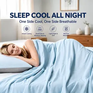 CANSUNCH Cooling Comforter - Double Sided Cooling Blanket, Soft Lightweight Breathable Bedding for Hot Sleepers, Queen/King Size Summervibes Blue, Ideal for Bed & Travel, Double Sided Blanket, Cooling Blankets