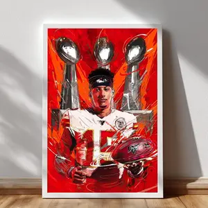 Mahomes Poster. Football Game Day Paper Poster, Man Cave Decor, Sports Fan Room Decor, Gift for Football Lovers. No Framed