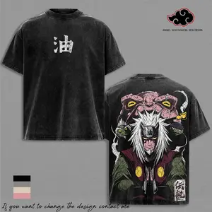 Jiraiya - NRT Anime T-Shirt Vintage Acid Wash Oversized Naruto Anime Graphic Tee Streetwear Gift for Anime Lovers Naruto Fans