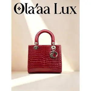 Pre-owned Dior Lady Dior Crocodile Embossed Shoulder Bag C19491335819