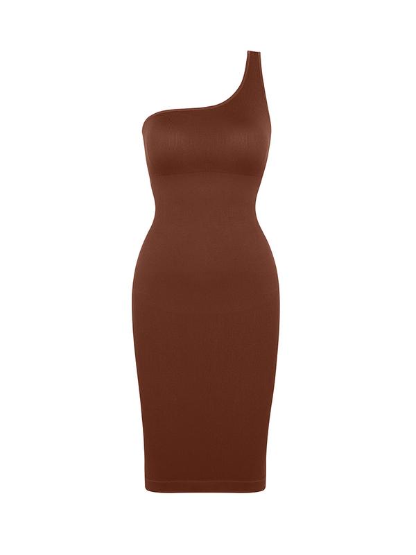 FeelinGirl Eco-friendly High Elastic Bodycon Dress One Shoulder Body Shaping Skirt Sexy Basic Womenswear