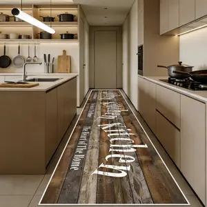 Rustic Farmhouse Style Long Kitchen Runner Rug with Wood Grain Design, Soft and Comfortable Indoor Carpet, and Easy to Clean, Ideal for Hallway Bedroom Living Room Kitchen and More, Vintage Runner Rug