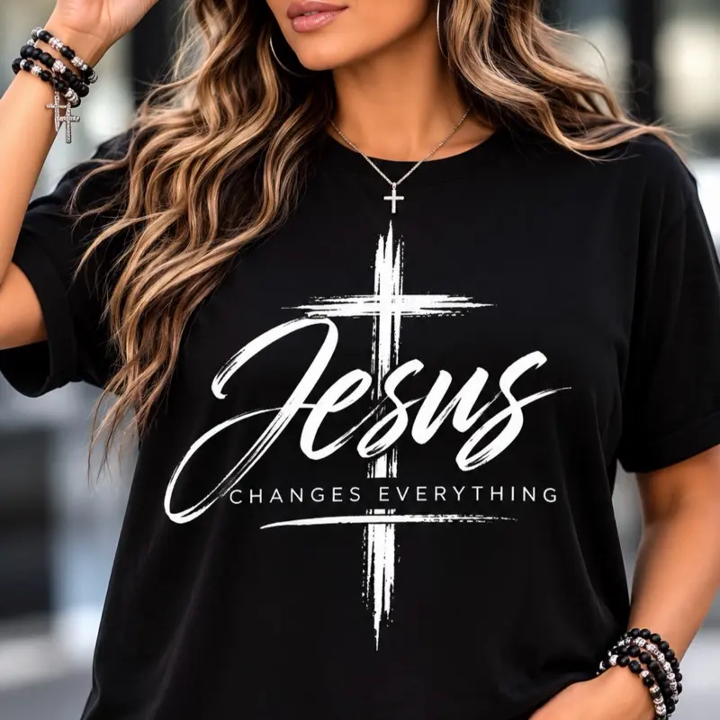Gospel T-shirt, Jesus Changes Everything Graphic Christian Apparel for Faith Enthusiasts
