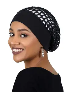 Handmade Hooked Elastic Wide Brim Hair Net Sleep Cap Wig Head Cover Hair Protection Mesh Bag, 1pcs Adjustable Comfortable Hat