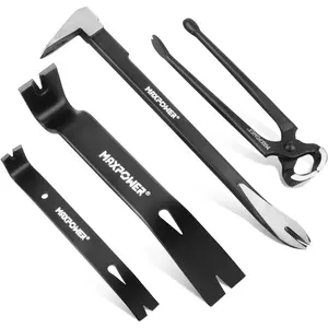 4-Pieces Pry Set 8-inch 10-inch 7-inch Flat Pry Crowbar Claw Polished Beveled Claws for Nail Pulling Construction Tools