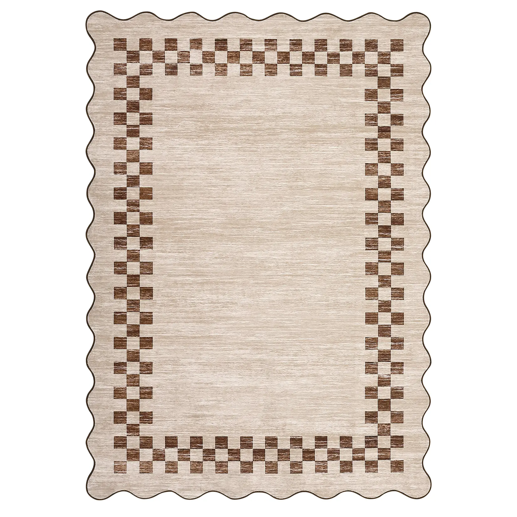 9 x 12 ft Low Pile Weave Polyester Fiber Light Taupe Rectangular Indoor Geometric Graphic Rug, Machine Washable Soft Rugs with Geometric Border, Ideal for Living Room Decor & Indoor Use, Home Decor Rugs, Stain Resistant Rug