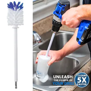 RotoScrub Long-Reach Bottle Brush, Extended Reach, Water Bottle Scrub Brush, Blender & Mixer Cleaning, Drill Attachment, Vase Cleaner, Long Brush