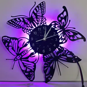 Butterfly Theme Vinyl Wall Clock, Decorative Hanging Timepiece for Home Decoration, Unique Gift Idea for Butterfly Lovers