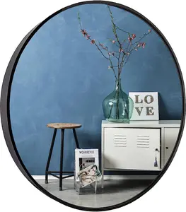 Black Circle Mirror, round Bathroom Mirror 20 Inch, round Wall Mirror Metal Frame, Circle Mirrors for Bathroom, Vanity, Bedroom, Hallway.