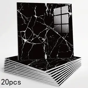 20 pieces of Decorative peel-and-stick waterproof marble tiles for shower, self-adhesive wall tiles, PVC wall tiles for shower, suitable for family bathrooms, kitchens and living rooms, Marble tile stickers