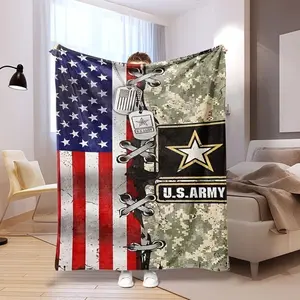 Patriotic U.S. Army Design with Camouflage & Stars blanket - Multipurpose for Bed,Suitable for beds and sofas can also be given as a gift