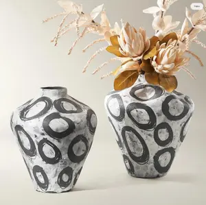 Z Gallerie Stone Porcelain Vase Decor Sculptural Black And White High Quality Artistic Statement Dining Table Centerpiece